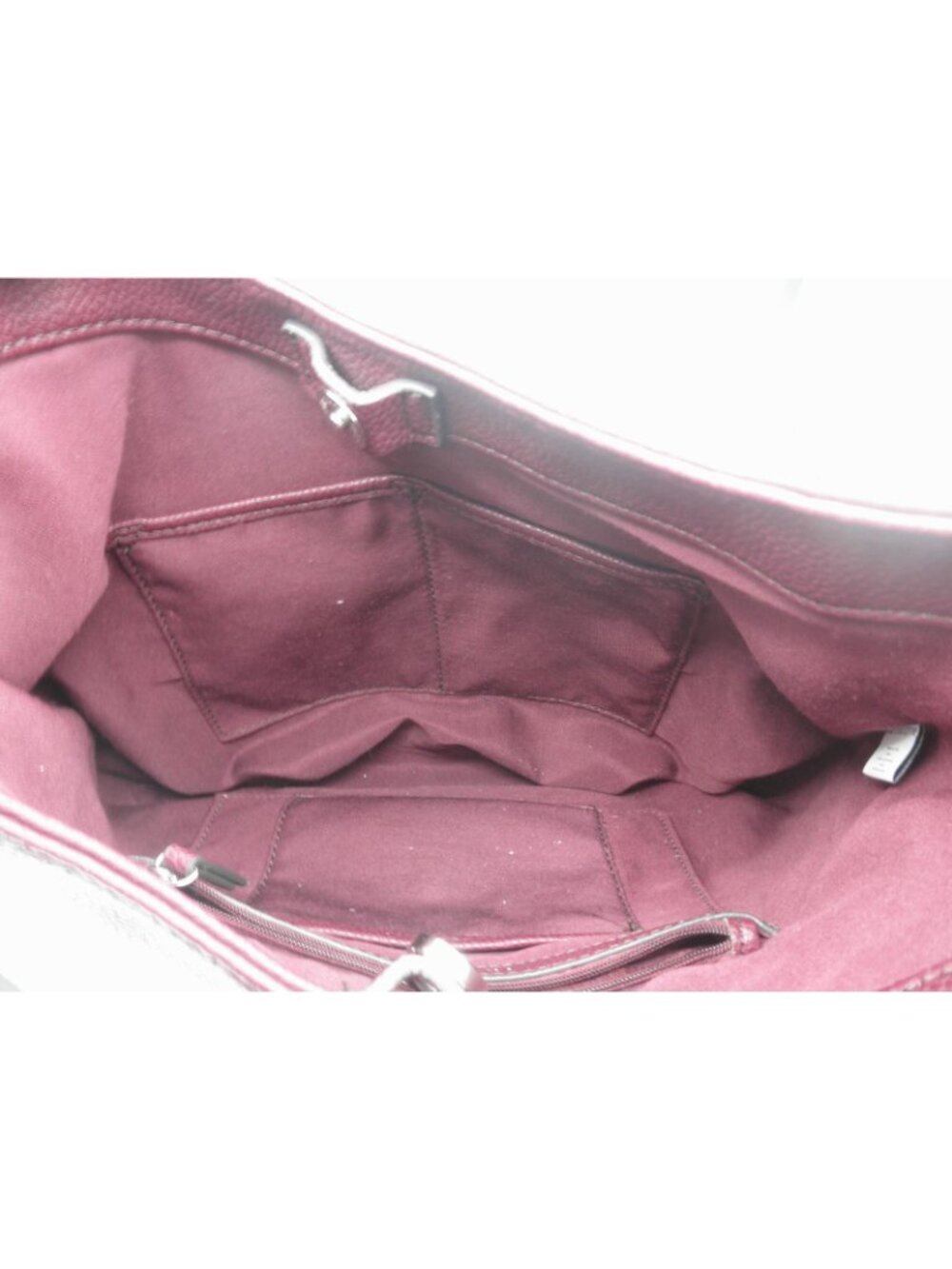 Vintage Liz Claiborne Faux Leather Merlot Claret Shoulder Bag 3D applied Flowers - Picture 6 of 16